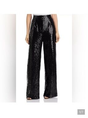 WAYF Women's Black Sequin Wide-Leg Pants - Small